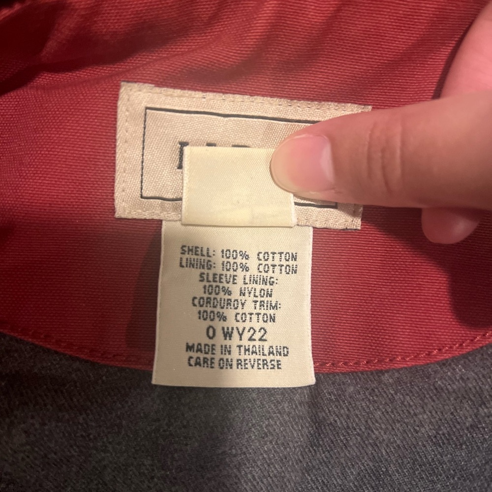 L.L. Bean Red Chore Jacket with Brown Corduroy Collar - Picture 6 of 6